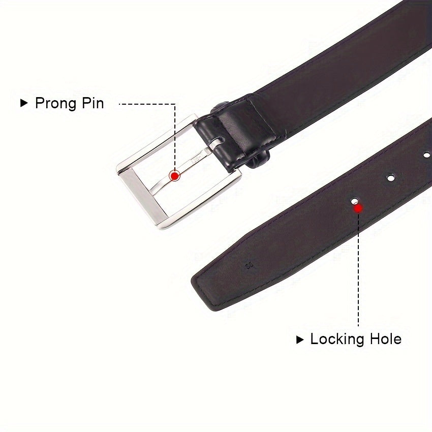 Cinturón de vestir de cuero genuino para hombre, estilo casual, con hebilla de acero inoxidable para negocios y trabajo.