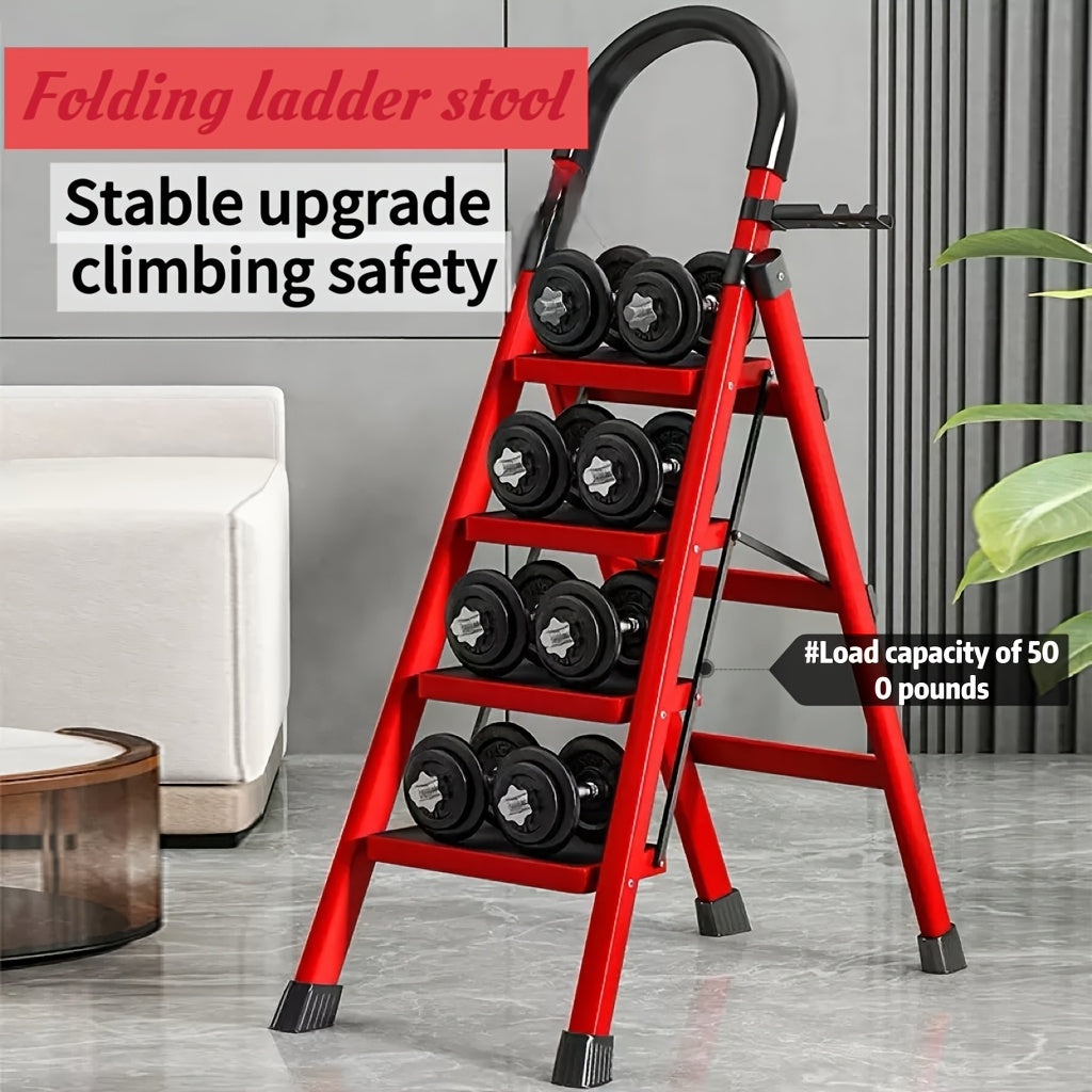 Escalera plegable portátil de alta resistencia de 3, 4 o 5 peldaños, con capacidad de 227 kg, de plástico duradero con peldaños antideslizantes, ligera y portátil, ideal para uso doméstico e industrial.