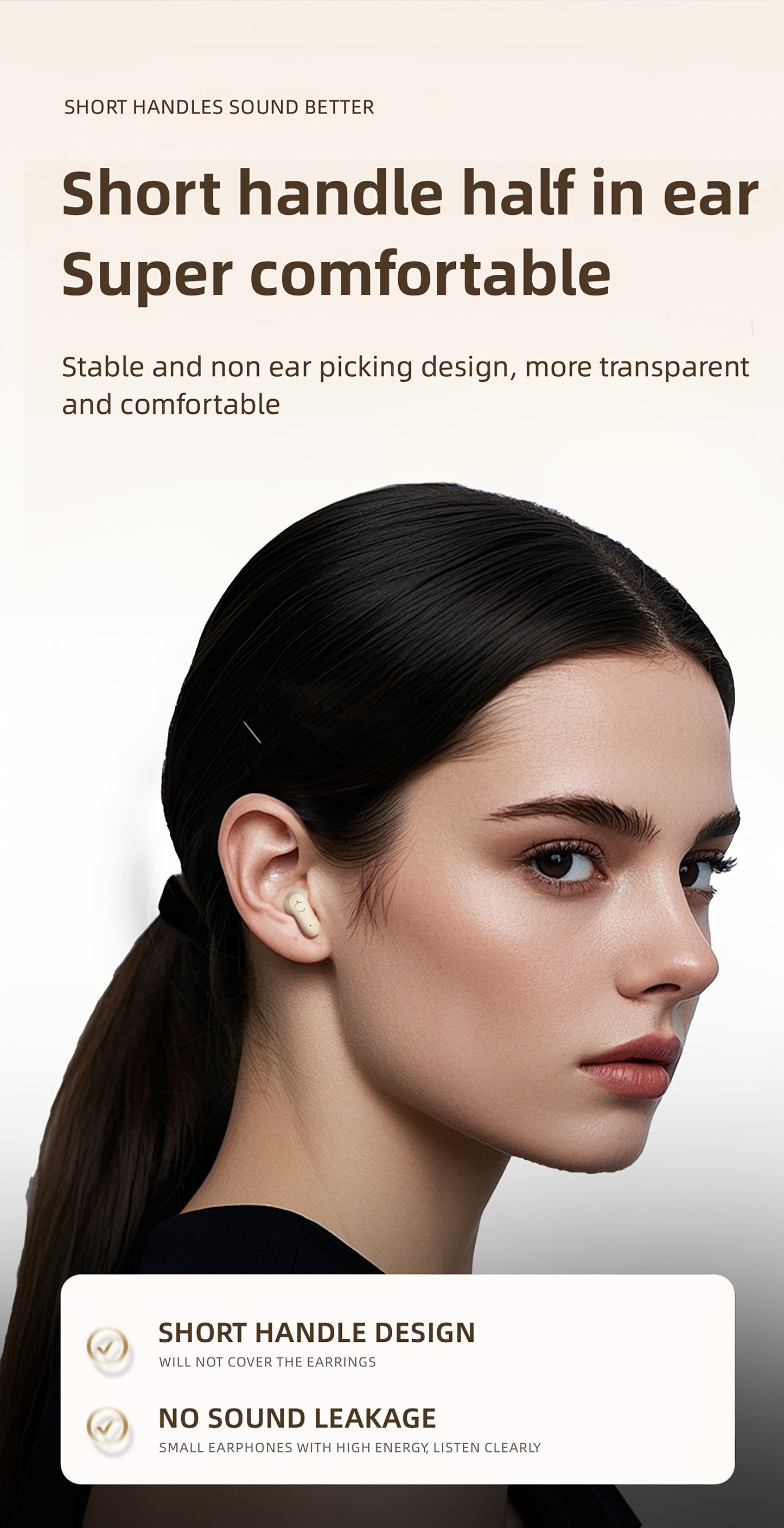 Auriculares inalámbricos deportivos ultracompactos con mango corto, estéreo de graves Hi-Fi, calidad de sonido dual 5.4, reducción de ruido cómoda, pantalla digital de alta definición con micrófono, tiempo de espera ult