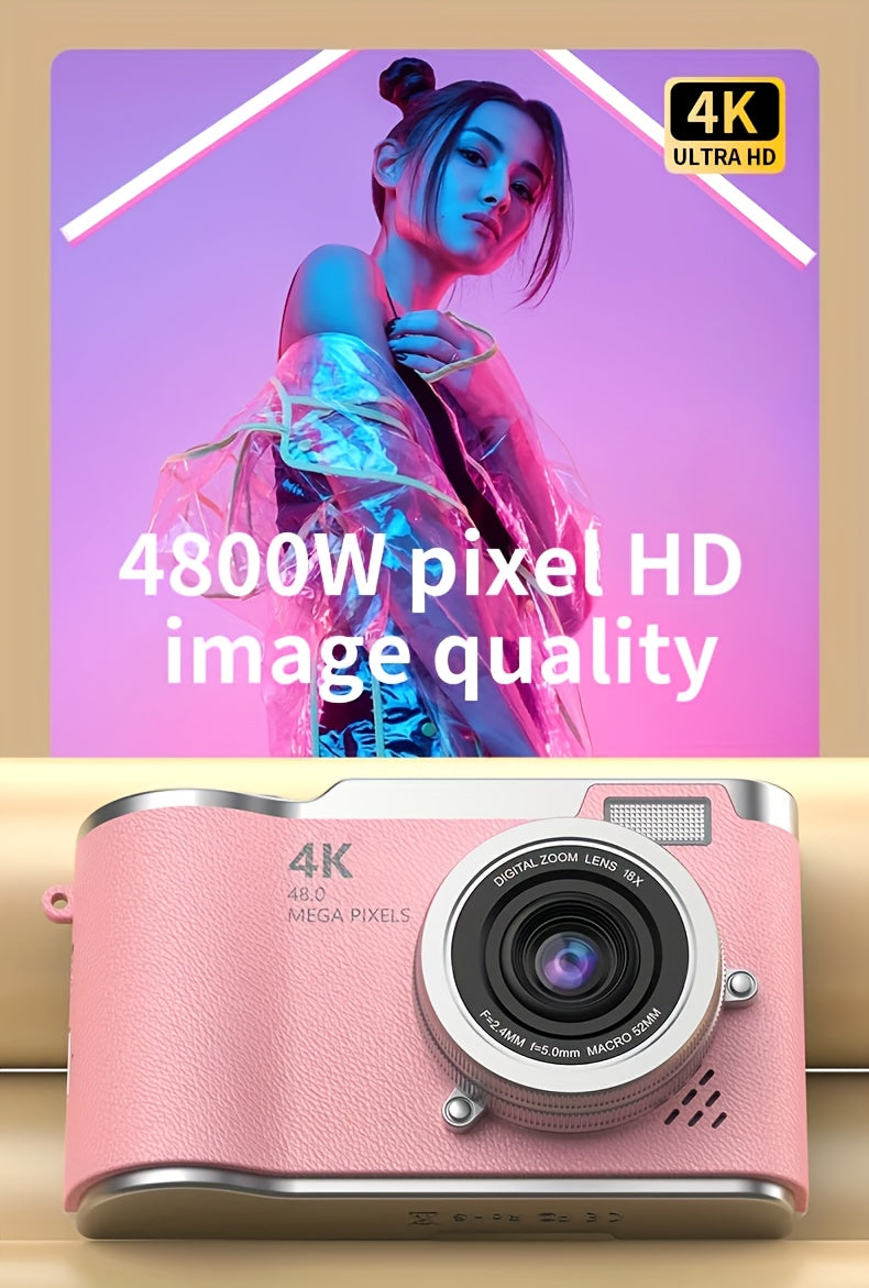 Cámara digital 4K HD con pantalla abatible de 2,4 pulgadas, videocámara profesional para vlogs y fotografía: el regalo perfecto para principiantes en Acción de Gracias y Navidad.