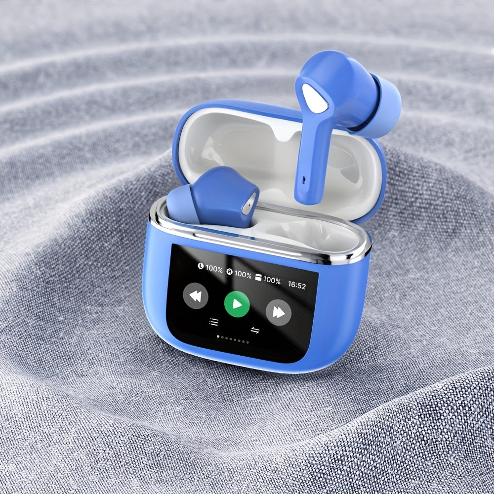 Auriculares inalámbricos con pantalla táctil de 5.3", batería de larga duración de 50 h, graves profundos, micrófono HD, aptos para teléfonos móviles, tabletas y portátiles. Auriculares inalámbricos con carga inalám