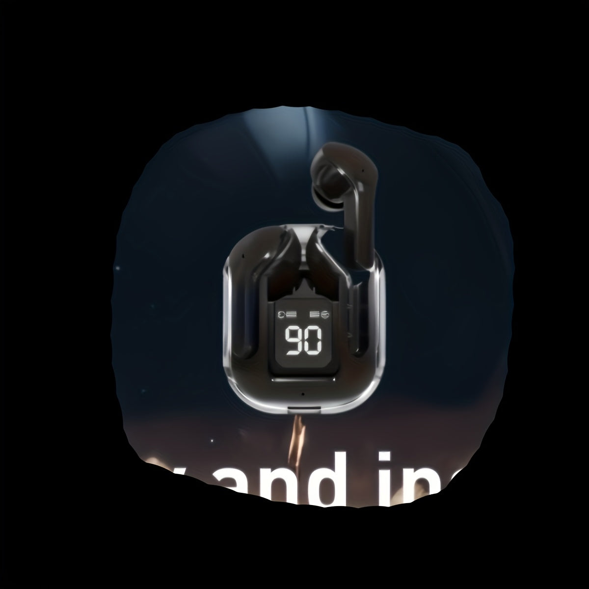 [Auriculares inalámbricos de moda] Auriculares inalámbricos Space Capsule transparentes | Reducción de ruido, carga tipo C, diseño negro elegante, cómodos y ligeros, perfectos para deportes, desplazamientos y entretenimi