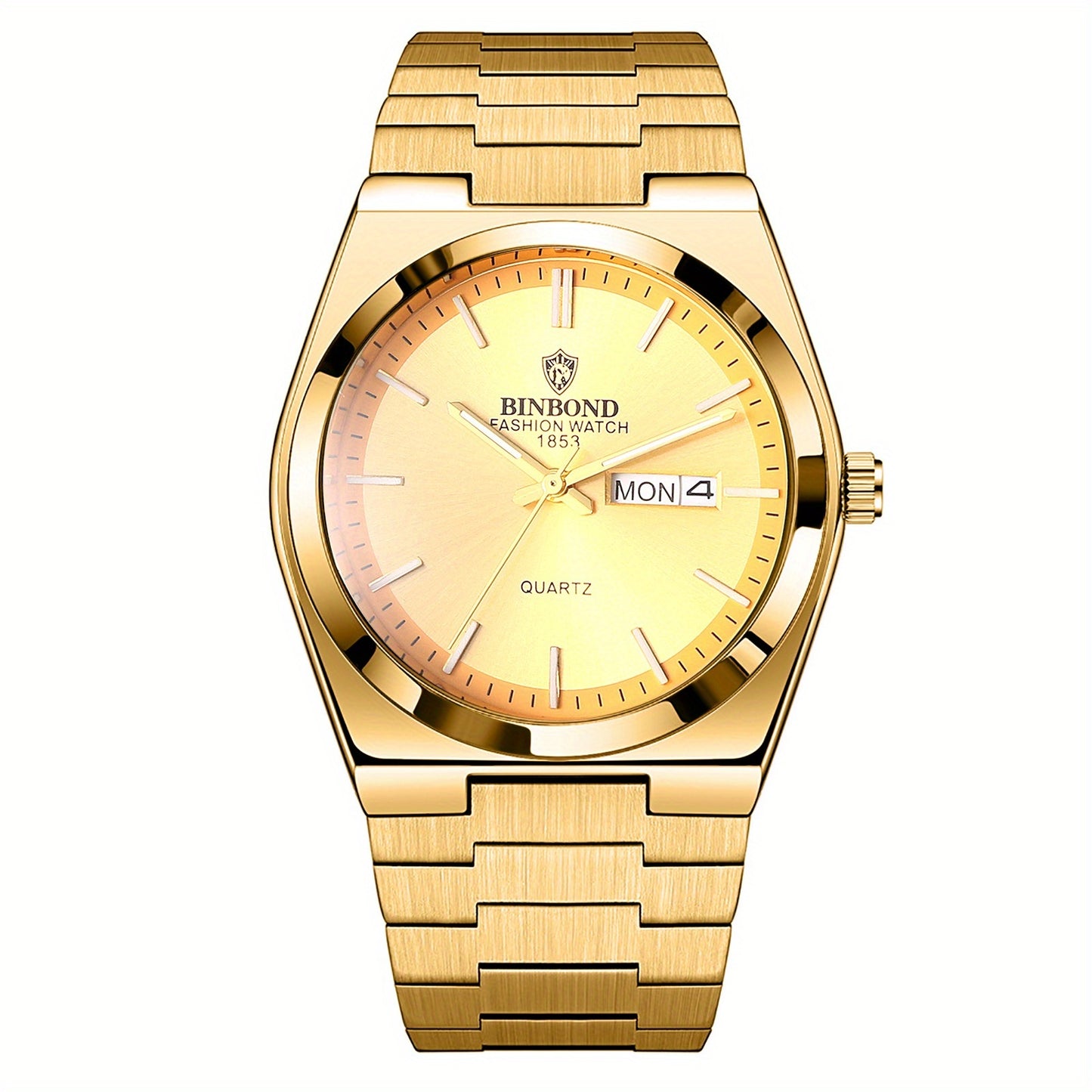 Reloj de acero inoxidable de lujo para hombre con esfera luminosa verde turquesa, indicador de semana/fecha/día/segundero, movimiento de cuarzo, correa sólida - Reloj de vestir profesional para negocios, viajes, buceo (-) -