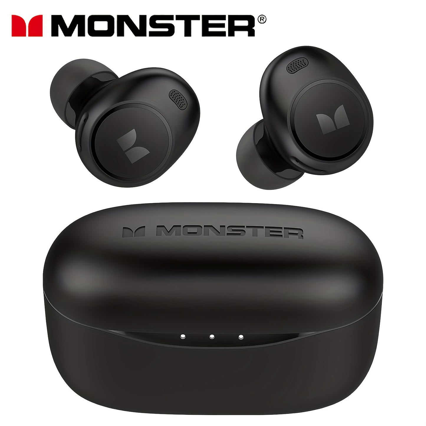 Auriculares inalámbricos Monster, intraaurales inalámbricos de 5.3" con 4 micrófonos, llamadas nítidas, cancelación de ruido, control táctil y estuche de carga tipo C. Cómodos auriculares inalámbricos para uso diario