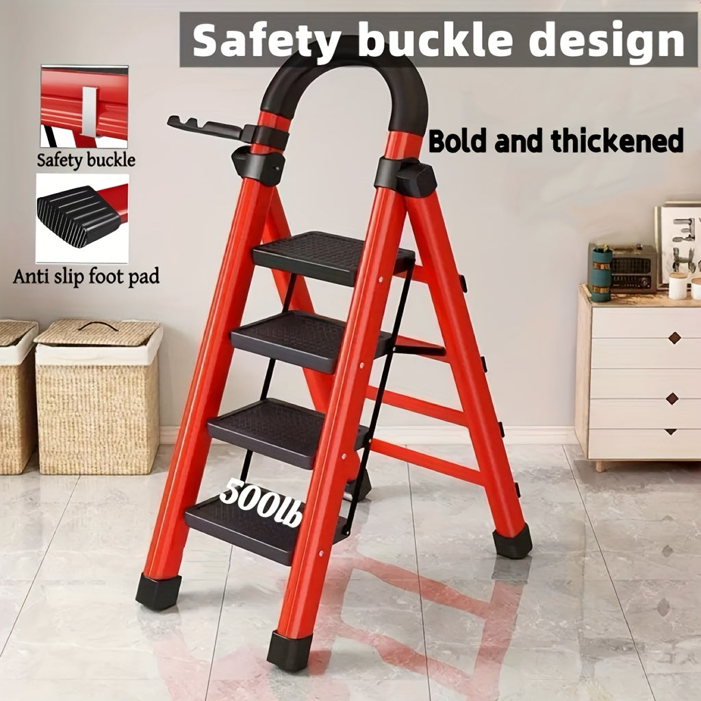 Escalera plegable portátil de alta resistencia de 3, 4 o 5 peldaños, con capacidad de 227 kg, de plástico duradero con peldaños antideslizantes, ligera y portátil, ideal para uso doméstico e industrial.