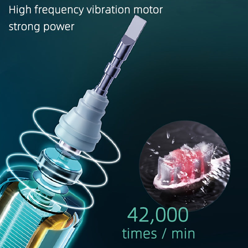 Cepillo de dientes eléctrico sónico resistente al agua IPX8 con carga USB, ideal para parejas, con cabezal reemplazable y eje metálico, temporizador inteligente y 5 cabezales de repuesto.