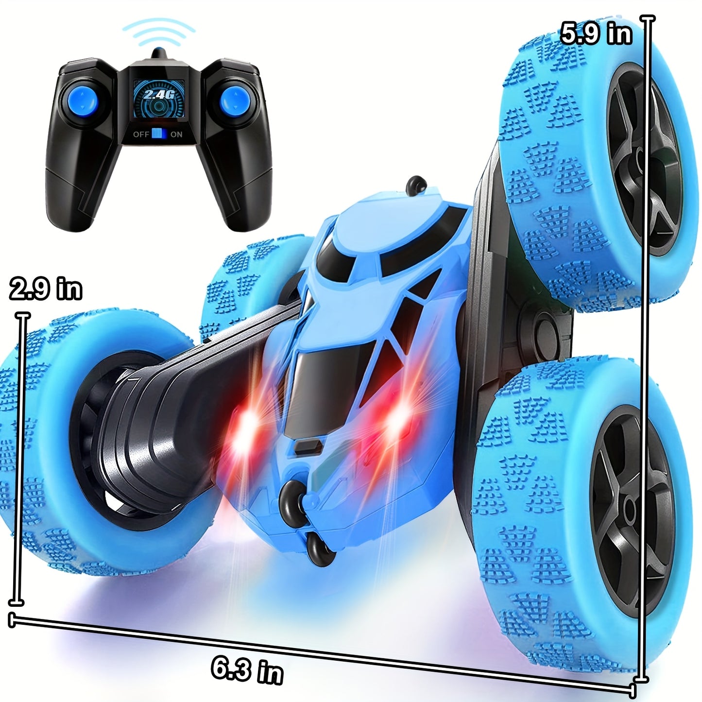 Coche teledirigido para niños de 6 a 12 años, tracción en las cuatro ruedas, giro de 360°, luces LED de 2,4 GHz y alta velocidad todoterreno. Ideal para regalo de cumpleaños o Navidad (Navidad, Halloween, Pascua).