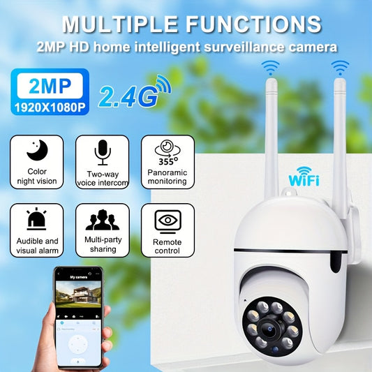 Cámara de seguridad inalámbrica para interiores, 2 unidades, visión nocturna a todo color, 1080P Full HD, audio bidireccional, movimiento horizontal/vertical/zoom, Wi-Fi 2.4G, ideal para hogares, patios, tiendas y oficinas