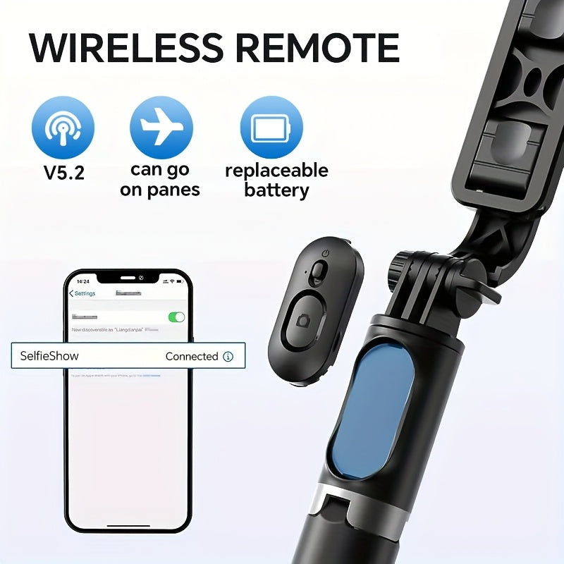 Palo selfie extensible para teléfono de 40 pulgadas, soporte de suelo profesional diseñado para transmisión en vivo con control remoto inalámbrico, trípode para teléfono inteligente, giratorio de 360°, monopié de mano