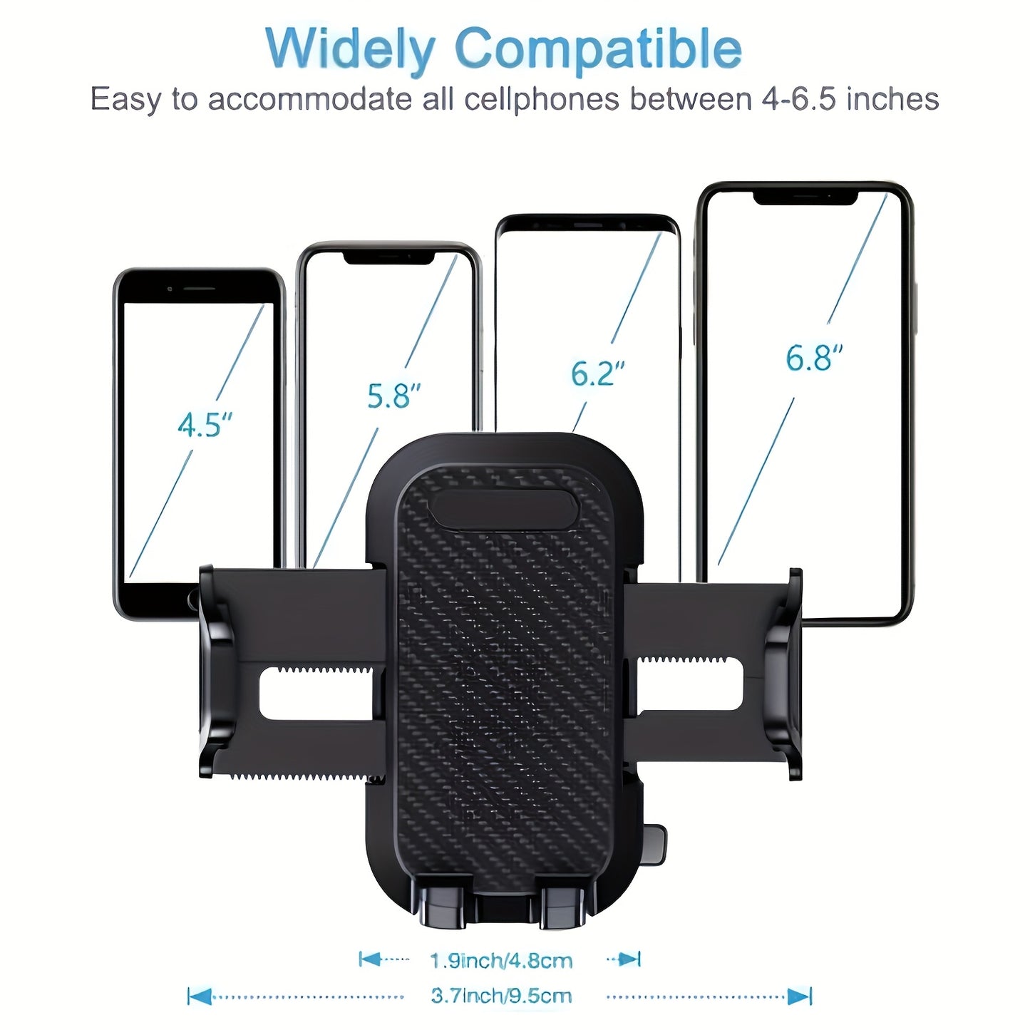 Soporte manos libres de auto  para teléfono .
Compatible con smartphones, iPhone y General Motors - Ajustable a todos los modelos.