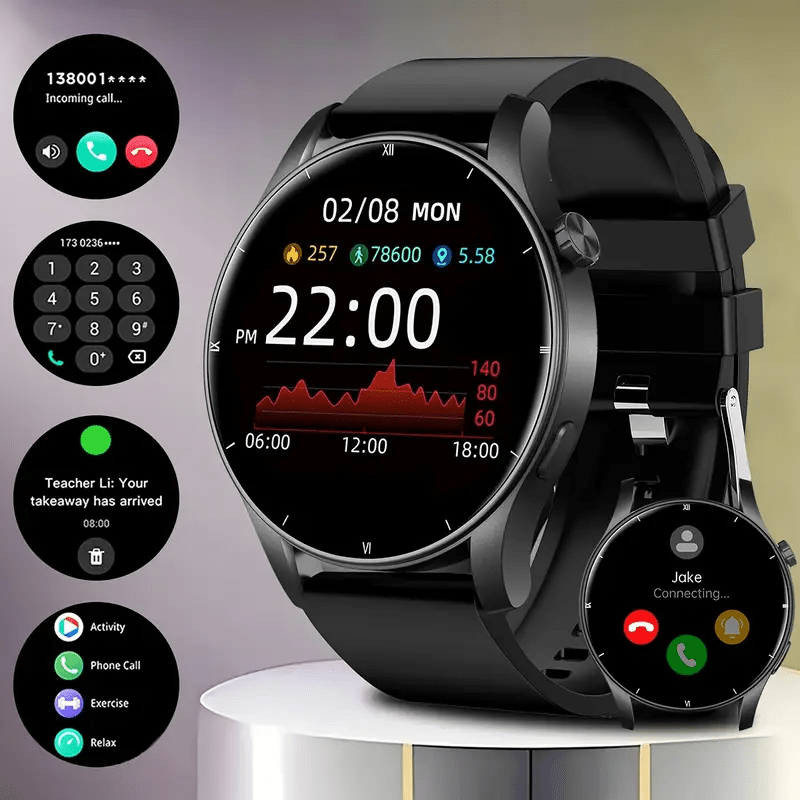 Reloj inteligente con pantalla redonda y fuente grande para personas mayores | Alertas de llamadas | Fácil de usar | Cómodo de llevar | El mejor regalo de Halloween para personas mayores