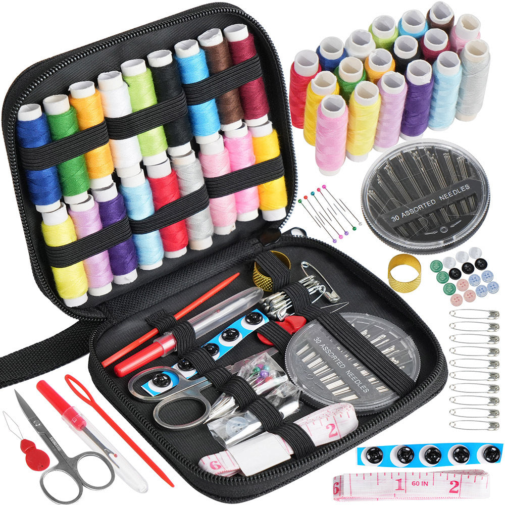Kit de costura de 56 piezas para reparaciones de emergencia y pequeños arreglos, hilos, agujas y accesorios. Mini kit de costura de viaje básico, regalo para abuelas, mamás, amigas y adultos principiantes. Suministros de c