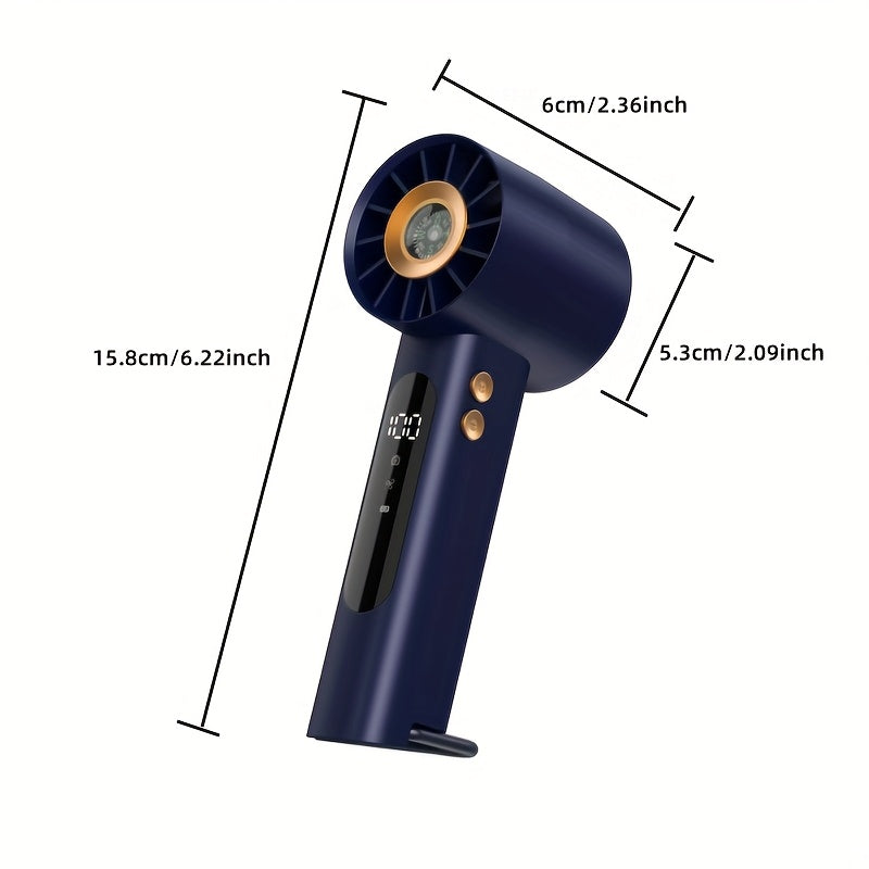 Ventilador turbo de mano recargable por USB - Ventilador portátil de escritorio con configuraciones de velocidad de 1 a 100 y modo turbo, batería de larga duración - Para acampar, viajar, oficina y uso al aire libre - Vent