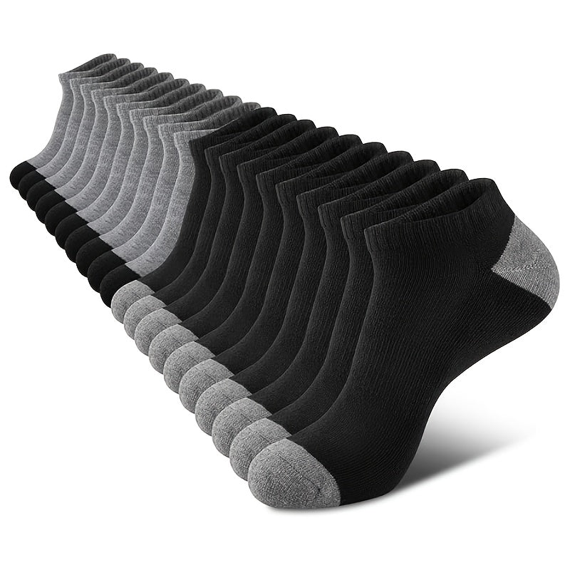 Calcetines cómodos para hombre: 10 pares de calcetines cortos para hombre | Absorben impactos y humedad, de caña baja, cómodos, para deportes casuales y de running - Finos y antiolor