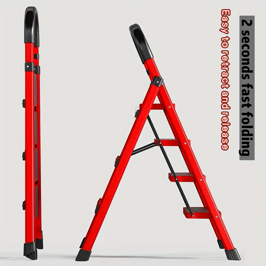 Escalera plegable portátil de alta resistencia de 3, 4 o 5 peldaños, con capacidad de 227 kg, de plástico duradero con peldaños antideslizantes, ligera y portátil, ideal para uso doméstico e industrial.