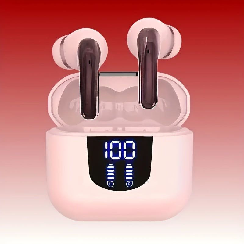 Auriculares inalámbricos de 5.5" con sonido estéreo de graves, micrófono con cancelación de ruido y pantalla LED, intraaurales, 40 horas de reproducción, ideales para portátiles, tabletas, teléfonos móviles y para pra