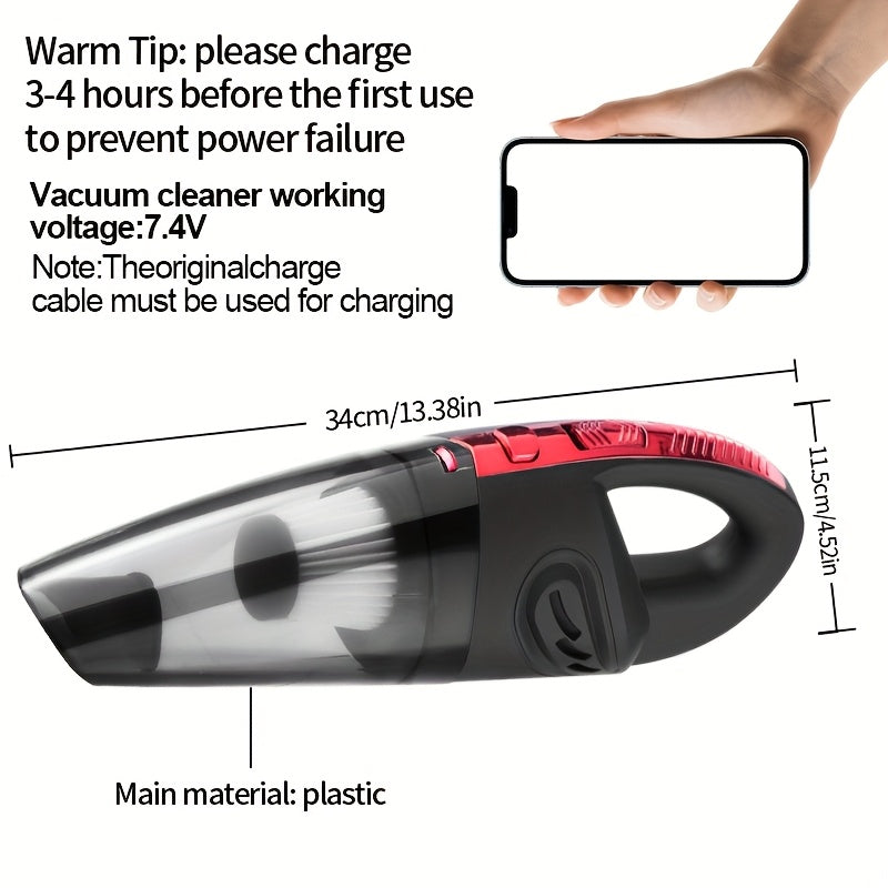 Aspiradora de mano para coche con potente succión de 4200 PA, gran capacidad de 1800 mAh, bajo nivel de ruido, con cinco accesorios a juego para el cuidado del interior del coche, la limpieza del hogar y de mascotas, accesor