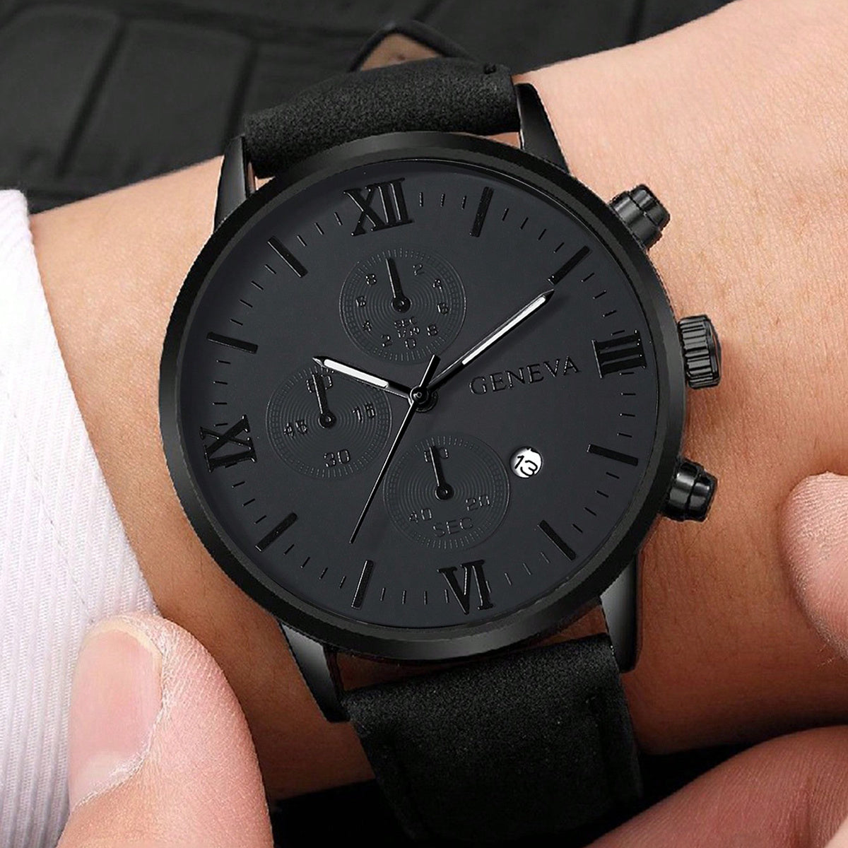 [Conjunto de relojes con estilo] Juego de 4 relojes de cuarzo de moda para hombre: esfera redonda, correas de acero inoxidable y piel sintética, opciones en negro y marrón, ideal para cumpleaños, Eid, Navidad, San Valentí