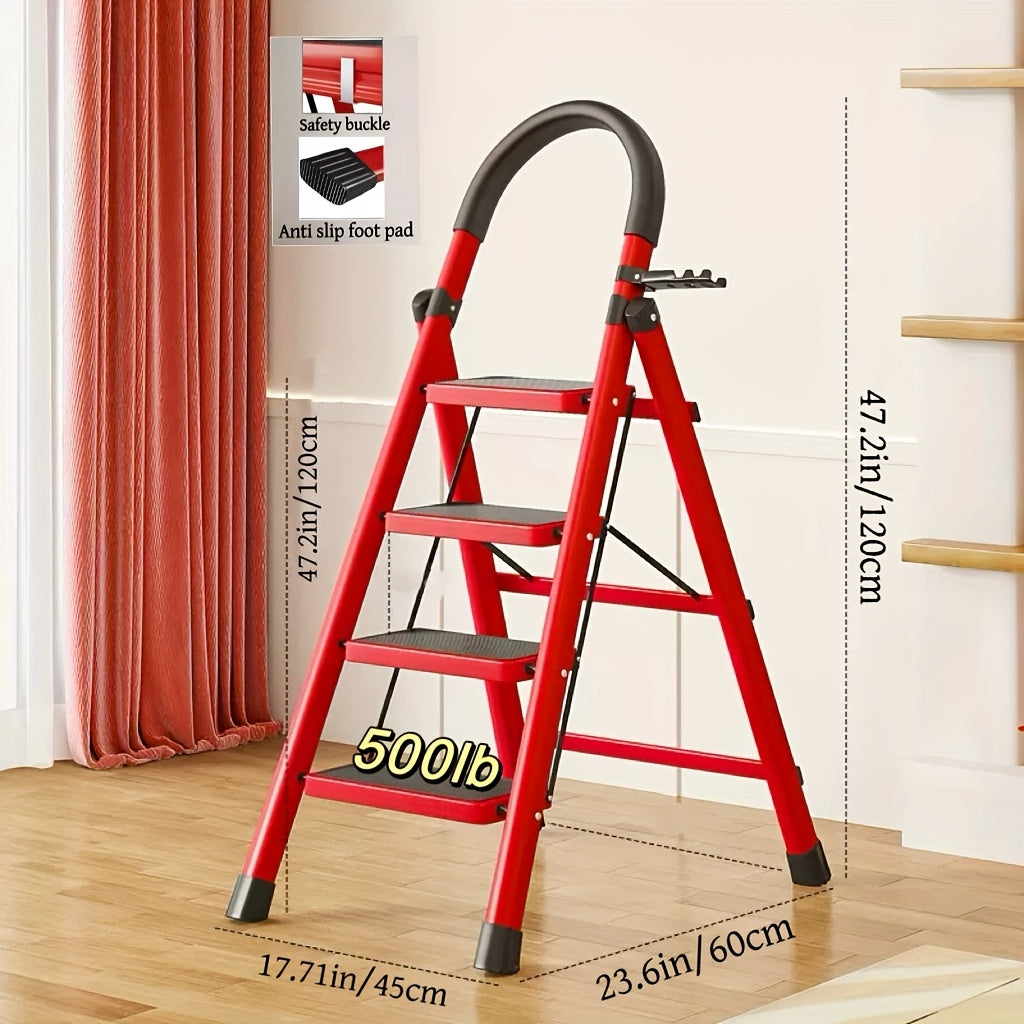 Escalera plegable portátil de alta resistencia de 3, 4 o 5 peldaños, con capacidad de 227 kg, de plástico duradero con peldaños antideslizantes, ligera y portátil, ideal para uso doméstico e industrial.