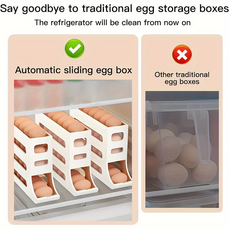 innovador dispensador estante para huevos de 4 capas. Puede contener hasta 30 huevos para almacenar en la puerta lateral del refrigerador.