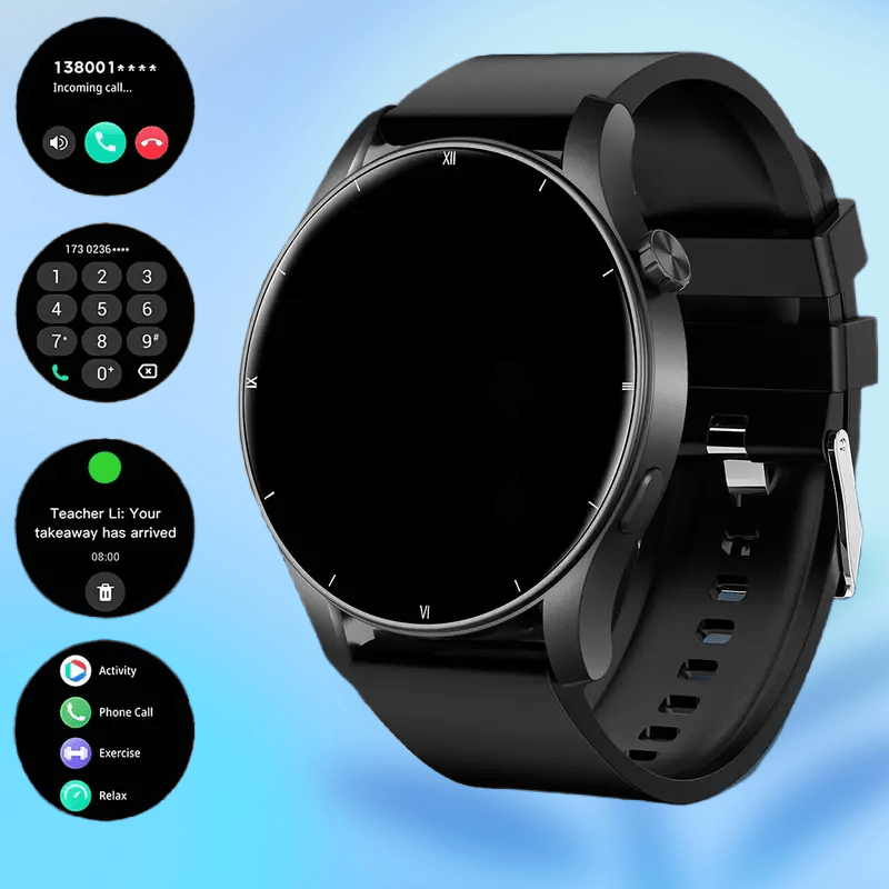 Reloj inteligente con pantalla redonda y fuente grande para personas mayores | Alertas de llamadas | Fácil de usar | Cómodo de llevar | El mejor regalo de Halloween para personas mayores