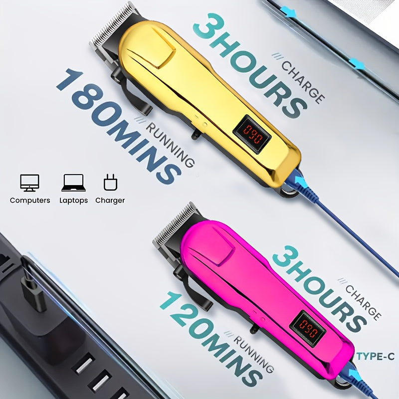 Juego de cortapelos eléctrico para hombre, juego de cortapelos, juego de cortapelos eléctrico para el hogar, cortapelos eléctrico con carga USB, cuchilla de aleación, pantalla LCD, diseño tallado, para viajes en coche o
