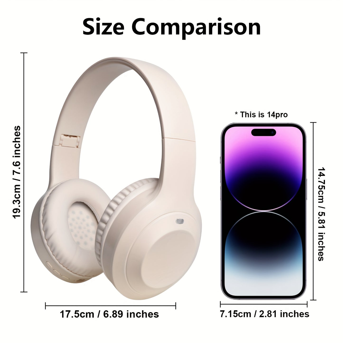 Auriculares inalámbricos con cancelación de ruido y micrófono, plegables y ligeros, con graves profundos y alta fidelidad, ideales para viajes y trabajo.