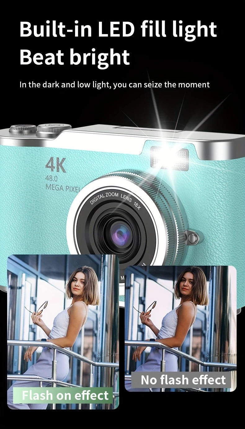 Cámara digital 4K HD con pantalla abatible de 2,4 pulgadas, videocámara profesional para vlogs y fotografía: el regalo perfecto para principiantes en Acción de Gracias y Navidad.