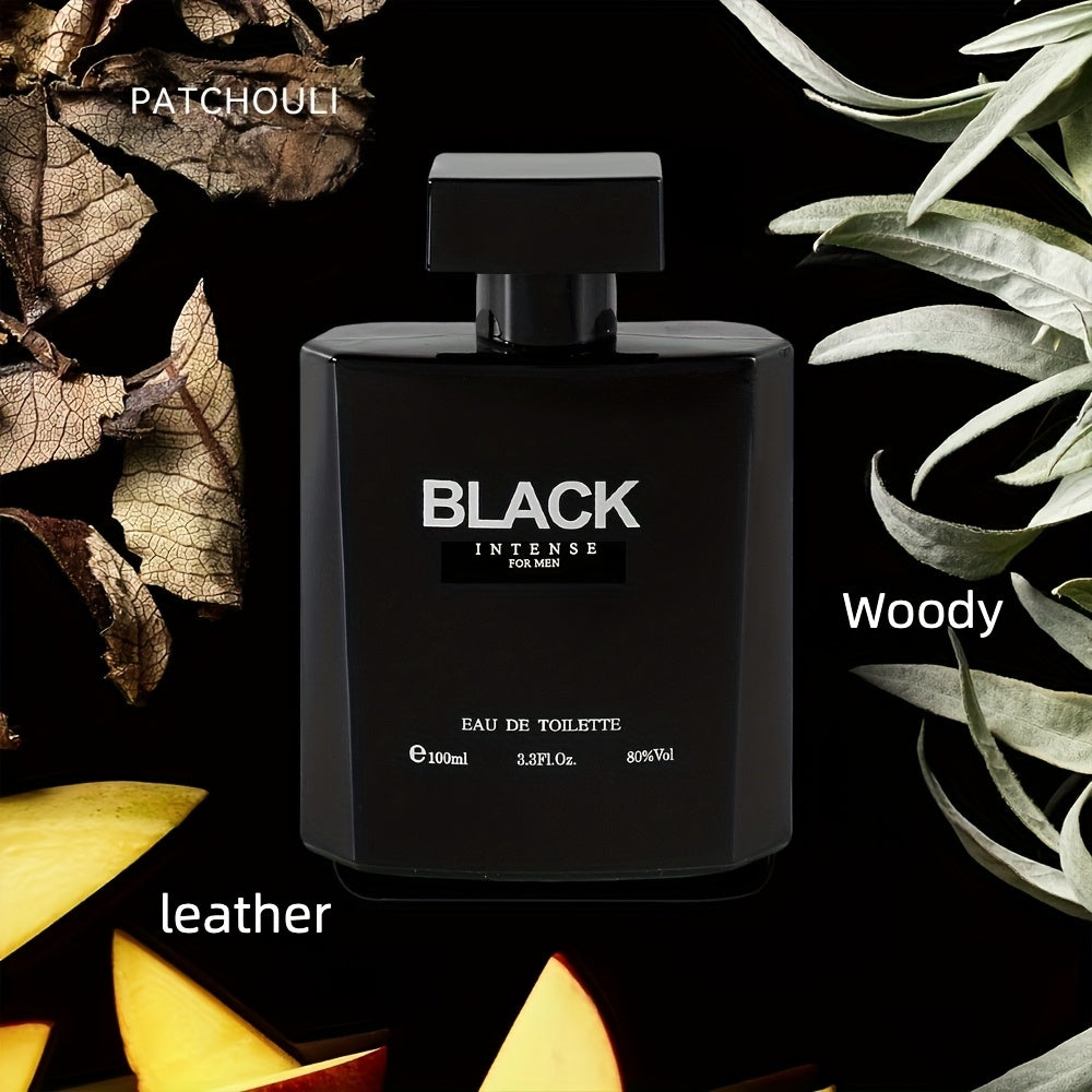 Colonia para hombre - Aroma masculino fresco y amaderado de larga duración (12 horas) con pachulí, ciprés y cuero - Elegante frasco negro - Fragancia para uso diario y ocasiones especiales - Regalo de cumpleaños o festivo