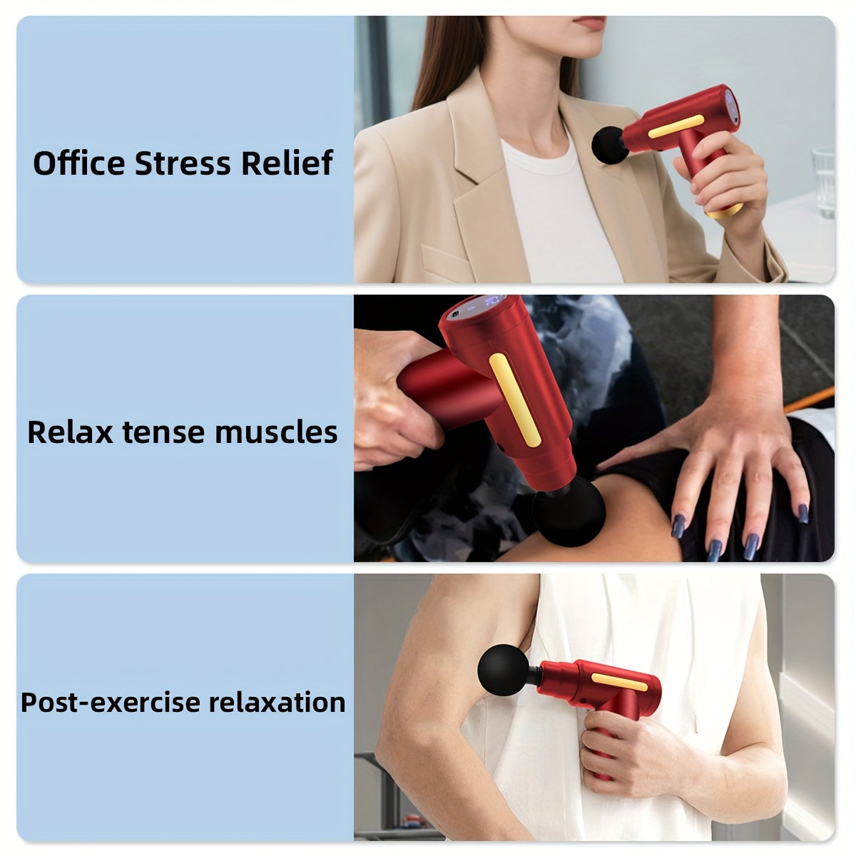 Pistola de masaje fascial eléctrica, masajeador muscular portátil con pantalla táctil LED y 4 cabezales de masaje, mini motor sin escobillas ultrasilencioso de mano para deportes y fitness.