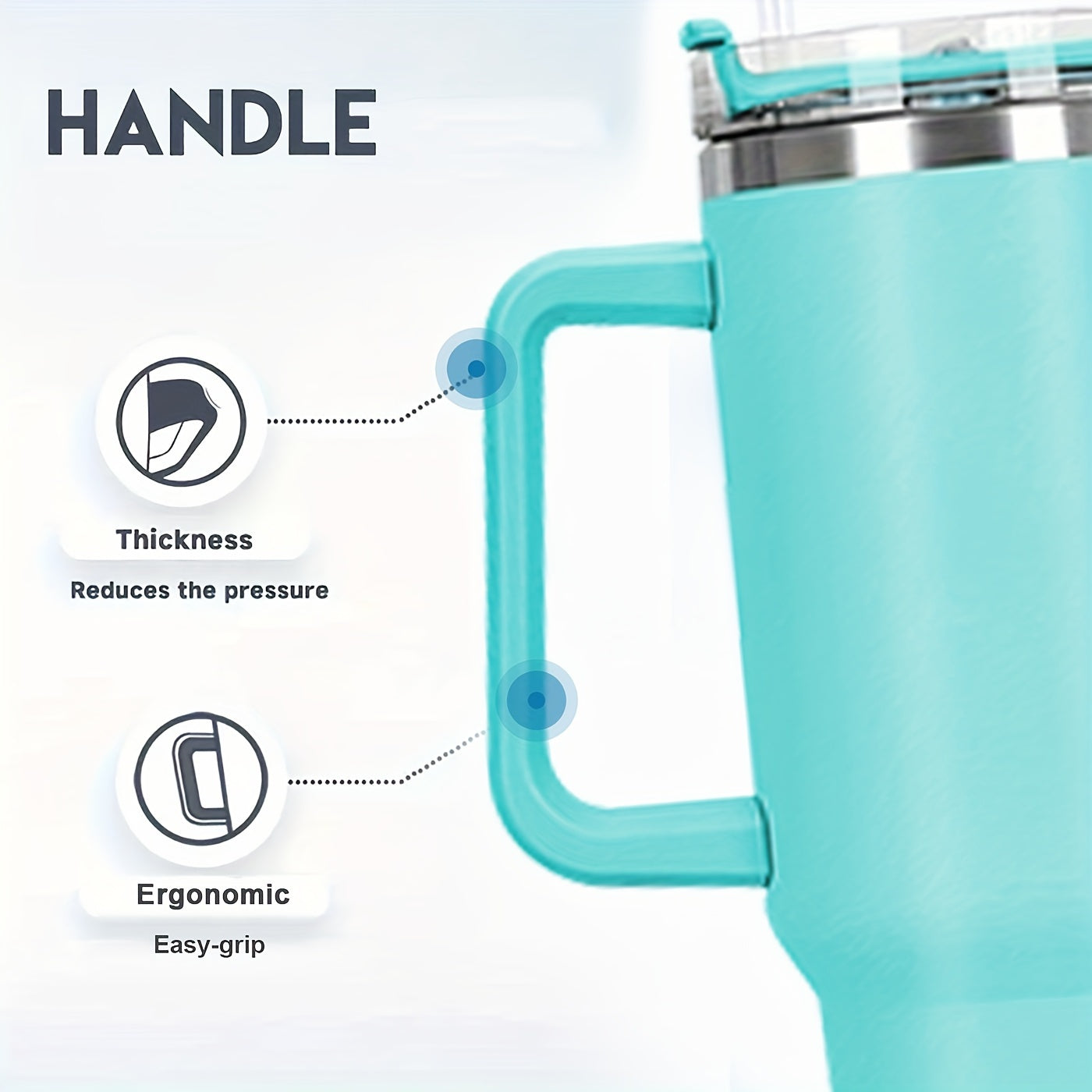 Vaso de acero inoxidable de 1,2 litros con asa y tapa con pajita, taza térmica de viaje para deportes, fitness y actividades al aire libre, reutilizable para coche, botella de agua de gran capacidad (1,2 litros), varios colo