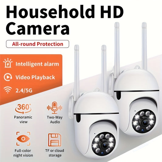 Cámara de seguridad inalámbrica para interiores, 2 unidades, visión nocturna a todo color, 1080P Full HD, audio bidireccional, movimiento horizontal/vertical/zoom, Wi-Fi 2.4G, ideal para hogares, patios, tiendas y oficinas