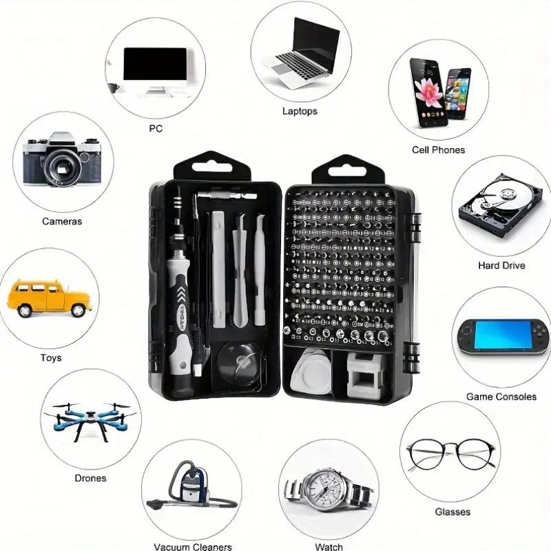 Juego de destornilladores de precisión 115 en 1, minikit profesional de herramientas de reparación magnética, destornillador pequeño para teléfono, ordenador, reloj, portátil, MacBook, consola de juegos, electrónica, j