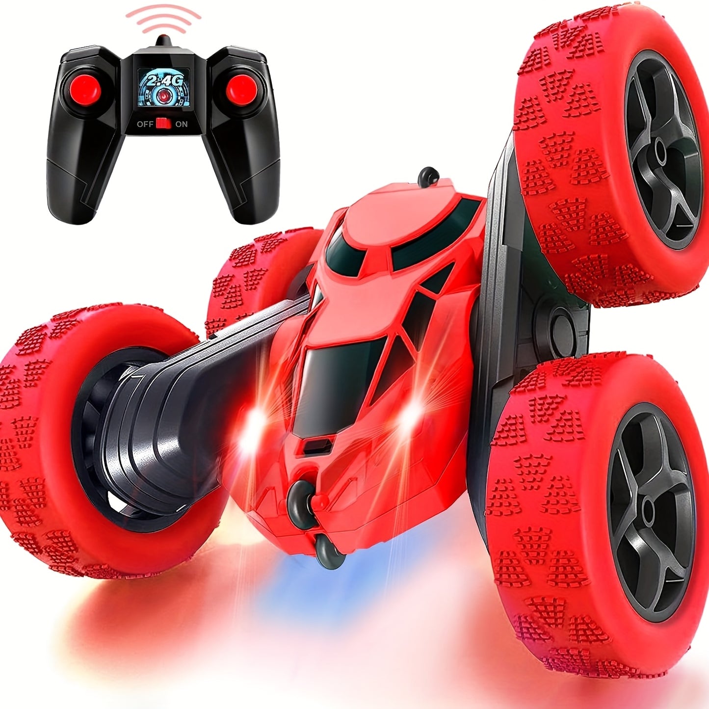 Coche teledirigido para niños de 6 a 12 años, tracción en las cuatro ruedas, giro de 360°, luces LED de 2,4 GHz y alta velocidad todoterreno. Ideal para regalo de cumpleaños o Navidad (Navidad, Halloween, Pascua).
