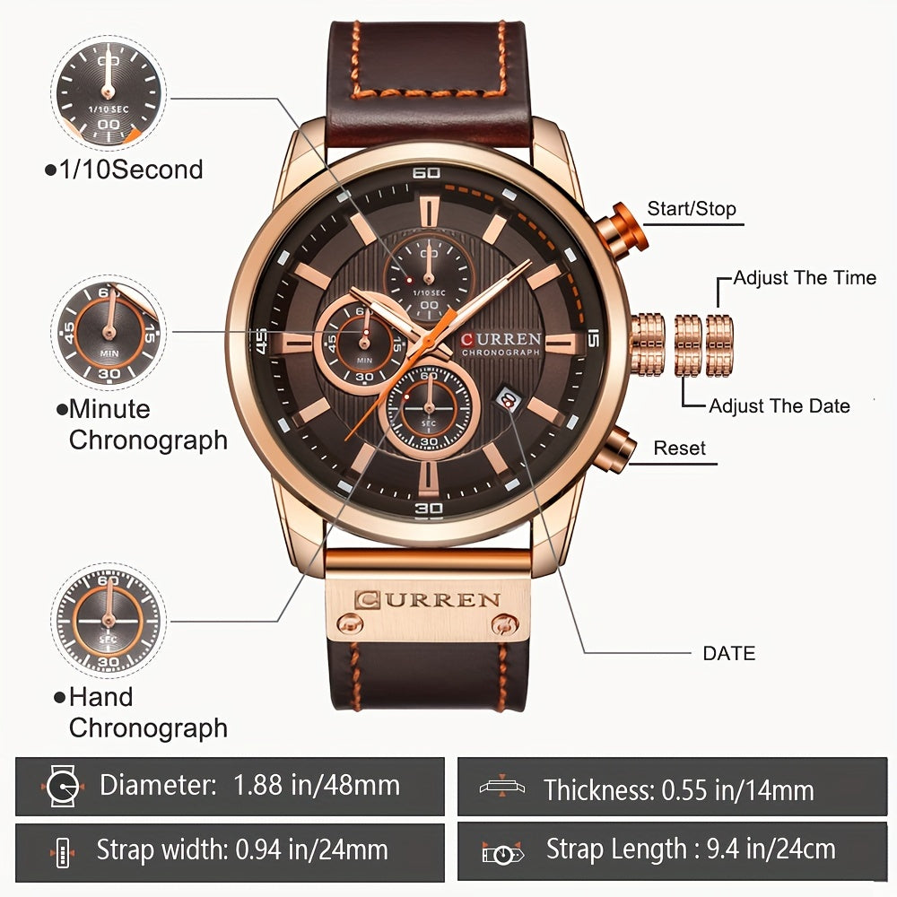 Relojes para hombre Reloj de pulsera deportivo de cuarzo con cronógrafo y fecha para hombre