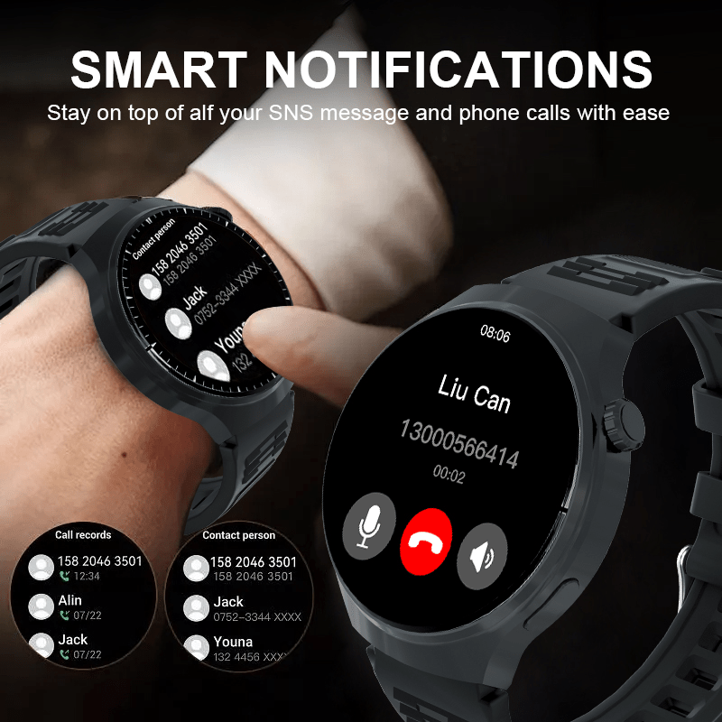 Reloj inteligente con pantalla redonda y fuente grande para personas mayores | Alertas de llamadas | Fácil de usar | Cómodo de llevar | El mejor regalo de Halloween para personas mayores
